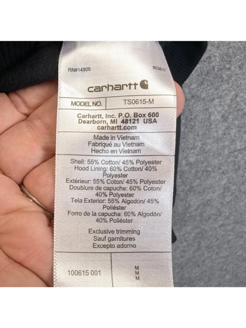 Carhartt Mens Medium Rain Defender Loose Fit Black Hoodie w Exact Sciences Logo - Picture 6 of 9